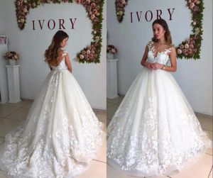 Dresses Elegant Lace Sheer Neck ALine Wedding Dresses Cap Sleeves Maternity Pregnant Backless Beach Plus Size Custom Made Bridal Gowns HY