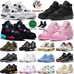 Nike Air Jordan 4 Off White Jordan 4s Retro Basketball Shoes 2022 Jumpman Mulheres Homens Treinadores Branco Oreo Sail off Shimmer Black Cat Travis Scott Sports Sneakers