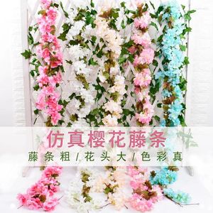 Decorative Flowers Simulated Cherry Blossom Vine Wedding Decoration Artificial Flower Home Holiday Party Fix Up