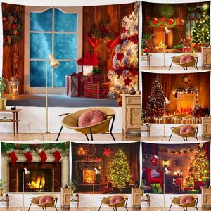 Gobeliny świąteczne Tree Tree wakacyjna dom domowy salon do sypialni wisząca dekoracja świąteczna tkanina tła