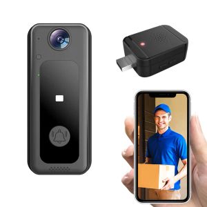 Doorbell WiFi Doorbell Camera Wireless Door Bell Cam med 125 ° vidvinkel Visuell inomhus Chime Smart Video Doorbell HD Video Night Vision