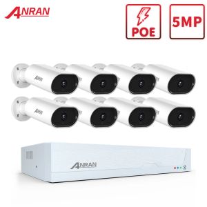 Sistem Anran Gözetim POE 5MP Video Güvenlik Sistemi DVR Kaydedici H.265+ Gözetim Kiti Açık Hava Durumu Geçirmez CCTV Kamera Sistemi