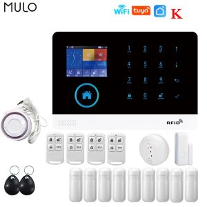 Kits Mulo Tuya Alarm System WiFi GSM Security System Inbrottslarm för House Office PG103 SMS Ring Auto Dial App Remote Control