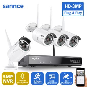 System Sannce 8ch Wireless NVR CCTV System 3MP IP -камера Wi -Fi Ir Night Visoon Audio в набор камеры камеры камеры CCTV Home Security