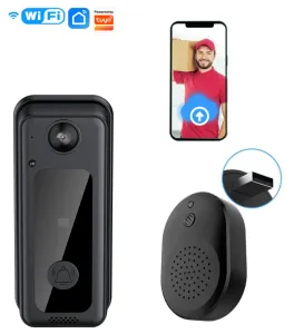 Doorbell WiFi Wireless Doorbell Camera med HD Video, Night Vision Voice Change Smart Home Security System Monitor