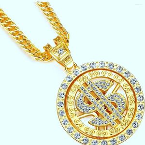 Pendant Necklaces Luxury Zircon US Dollar Punk Hip Hop Round Rich Symbol Money Collar Chains Necklace For Men Women Gift Fashion Jewelry