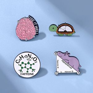 Lovely Animal Enamel Lapel Pin Hippopotamus Turtle Science Custom Brooches Badge Backpack Jewelry Accessories Gift