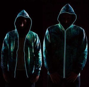 Fashion Men Glowing Coat Led Colorful Luminous Zipper Reflective Hoodie Lighting Robot Suits Club Sweatshirt20218640596