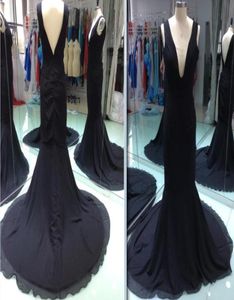 Riktiga bilder svart färg sydafrikanska flickor sjöjungfru aftonklänning sexig vneck chiffon dubai lång formell festklänning storlek 8 10 128945090