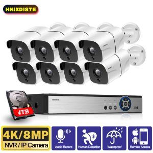 System H.265 8ch 4K PoE Security Surveillance Camera System Kit 8MP 5MP Ljudrekord Motion Detection IP Camera CCTV Video NVR Set