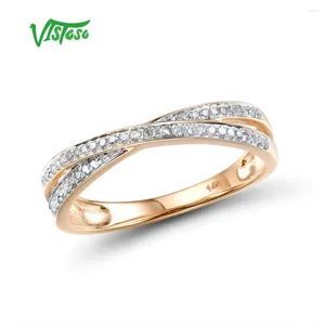 Pierścienie klastra Vistoso oryginalne 14K 585 Rose Gold Blawling Diamond Delikatne pierścień dla kobiet rocznica zaręczynowy moda modna biżuteria