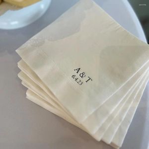 Partyzubehör 50pcs Personalisierte Servietten Hochzeit Cocktail Getränke Papier Jubiläum Custom Luncheon Gästehandtücher