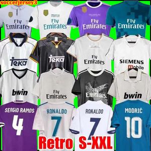 レトロサッカージャージーロングスリーブフットボールシャツグティセルジオラモスシードルフカルロス12 13 14 15 16 17 Ronaldo Zidane Raul 00 01 02 03 04 05 06 07 FINALS KAKA 99 REAL MADRIDS 33