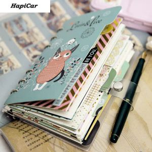 Anteckningsböcker Söt anteckningsbok A5 A6 Binder Journal Kawaii Student Notepad School Travel Daily Organizer Spiral Note Book 6 Rings Stationery