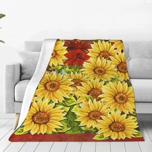 Blankets Sunflowers And Red Flower Soft Fleece Throw Blanket Warm Cozy Comfy Microfiber For Couch Sofa Bed 40"x30"