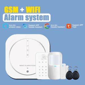 Intercom Tuya Google WiFi Smart Home Wireless GSM Alarm System Security Tuch med 433MHz Detector Motion Sensor Siren stöder