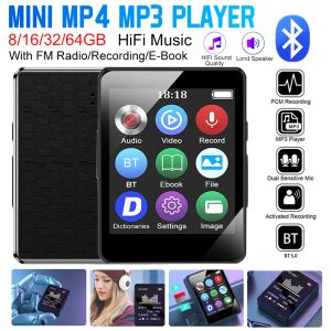 Jogadores 8/16/32/64GB MP3 HIFI Music Player Bluetoothcompatible Mini MP4 Playback de vídeo LED SLED WALKMAN com FM Radio Ebook