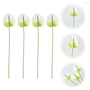 Flores decorativas 4 PCs Simulação Anthurium Andraeanum lind PO Pro pro suporte falso