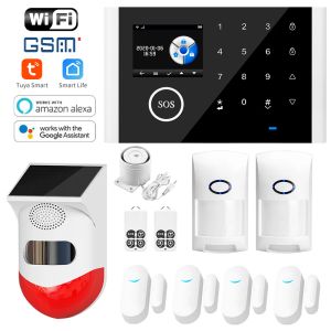Kits tuyasmart wi -fi gsm Sistema de alarme em casa alarme alarm a temperatura de temperatura sem fio wired touchpad impressão digital