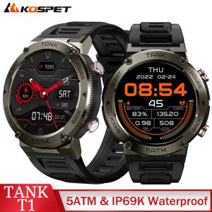 Watches Kospet Tank T1 Smart Watch Men 5atm IP69K Waterproof Milstd Militär kvalitet hjärtfrekvens Blod Syre Monitor Smartwatch Fitness