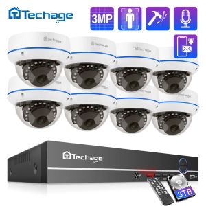 Sistema Techage H.265 1080p 3MP 8CH POE Video Record Video Record Vandal IP Camera CCTV Kit di sorveglianza di sicurezza video interno