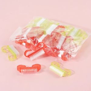 Kits 50pcs/Los Acrylnagelstaubpinsel Gelb/rote professionelle Nagelkunstwerkzeuge Entfernen Sie Staub Plastikreinigung Nagelbürsten Großhandel
