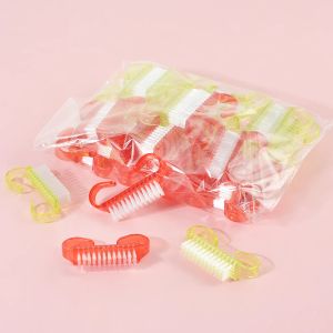 Kit 50pcs/lotto spazzola per chiodo acrilico utensili per nail art giallo/rosso rimozione di spazzole per unghie per pulizia in plastica polvere all'ingrosso