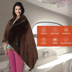 Cobertores Design de um toque cobertor elétrico aquecimento rápido xale USB para proteção com 3 estágios