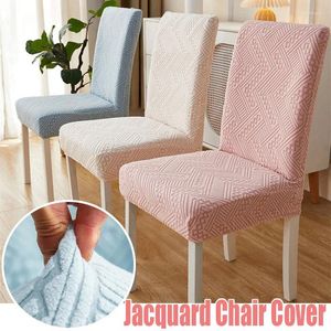 Chair Covers 2024 Jacquard Cover Dining Room Stretch Spandex Seat Protector Case For Kitchen Wedding Banquet (1PC)