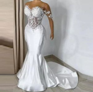 Vestidos lindos cetim 2023 vestidos de noiva de sereia borla de renda de renda de miudar