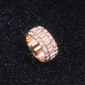 Custom Handmade 9k 10k Solid Gold with Vvs Moissanite Rings Pave Setting Wide Band Mens Ring Hip Hop Jewelry