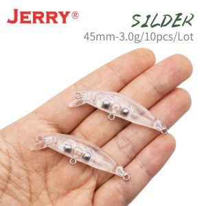 Lures Jerry Silder 10pcs Ultralight Fishing Sert Yem Boş Vücut DIY Plastik Boyasız Sert Yemler Yavaş Batan Minnow Krank Wobbler