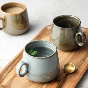Mugs Material Safety Vintage Cafe Ceramic Retro Round Cup Ceramics Smooth Milk Coffee Tea Water Mug Pottery