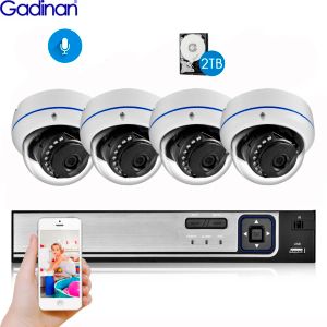 Sistem Gadinan 4ch 5.0MP Ev Güvenliği NVR POE CCTV Kamera Sistemi 5MP 2592X1944P 3MP Ses Ses Açık Gece Görme Gözetim Kiti