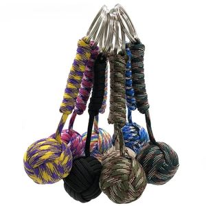 Woven Paracord Lanyard Keychain Outdoor Survival Tactical Self-defense Military Parachute Rope Cord Ball Pendant Keyring