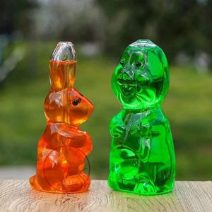 Freezable Colorful Liquid Filling Animal Art Thick Glass Hand Pipes Handmade Portable Filter Herb Tobacco Spoon Bowl Smoking Bong Cigarette Holder Tube