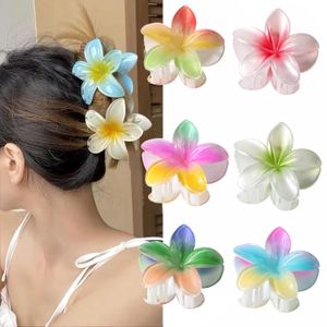 NYA 8CM GLITTER Fashion Gradient Large Flower Hair Clips Hair Claw Hairpin for Women Girls Beach Vacation Style Hair Accessories S011