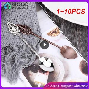 Coffee Scoops 1-10PCS Byzantine Medieval Retro Staff Spoon Sugar Tea Dessert Scoop Cake Mini Ice Cream Carving Alloy Teaspoon