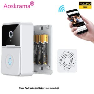 Doorbell Aoskrama X3 Pro Kuru Pil Akıllı Kablosuz Kapı Zili HD Kamera Güvenlik Gece Görme Video Ev Monitörü Kapı Bell için İntercom