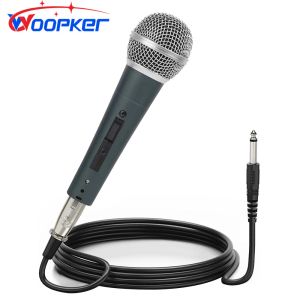 Mikrofoner Woopker Wired Microphone Cardioid Dynamic MIC med kabelströmbrytare för högtalare Karaoke Singing Song Amplifier Mixer