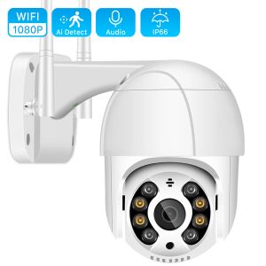 Kameralar 1080p PTZ IP Kamera WiFi Dış Mekan 2MP AI İnsan Algılama İki Yol Ses Ev Güvenliği CCTV Kamera 4x Dijital Zoom Wifi Kamera