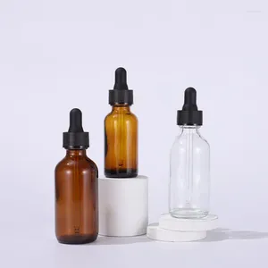 Depolama Şişeleri 30ml 60ml Boş Esansiyel Yağ Serumu Amber Clear Cam Damla Şişesi