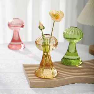 Vases 1pc Beautiful Mushroom Vase Nordic Style Colorful Transparent Glass Home Living Room Creative Design Decorative