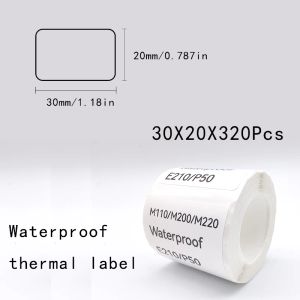 Papper 5PK E210 P50 Label Paper Sticker 30*20mm 320pcs/Roll White Label Tape Waterproof Tag Sticker för E210 Label Printer M110 M220
