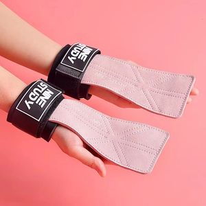 1Pair Cowhide Gym Gloves Pull-up Lifting Gymnastic Crossfit Anti-Skid Belt Wraps Support Palm Protection Pad Gloves For Women 240322