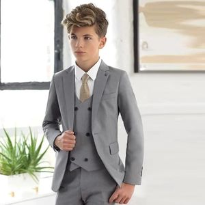 Boy Child Hochzeitsanzug Kinder Single Breast -Anzüge Blazer Weste Hosen gekerbte Revers Olegante Outfit Tuxedo Set 3 bis 16 Jahre alt 240401