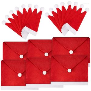 Chair Covers 60cmX50cm Christmas Santa Claus Cotton Cover Non-woven Table Red Hat Back Xman Home Decorations