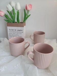 Mugs Korean Ins Pink Cup Ceramic Mug Minimalist Art Water Coffee High Beauty