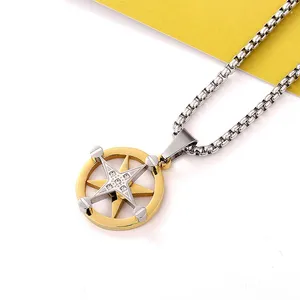 Choker Creative And Fashion Compass Necklace Stainless Steel Material Punk Retro Style Pendant Men's Women's Street Party Charms