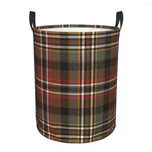 Tvättpåsar Green Tartan Plaid Hämta stor klädförvaringskorg Toy Bin Organiser för plantskola